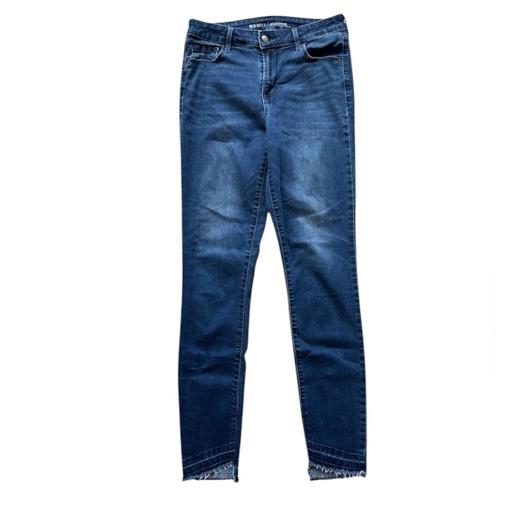 Old Navy Rockstar Blue Skinny Jeans with Contrast Hem Size 6 Tall 29 in inseam